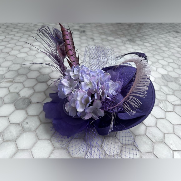 One-of-a-Kind Kentucky Derby Fascinator, Mad Hatter Louisville , Purple Floral
